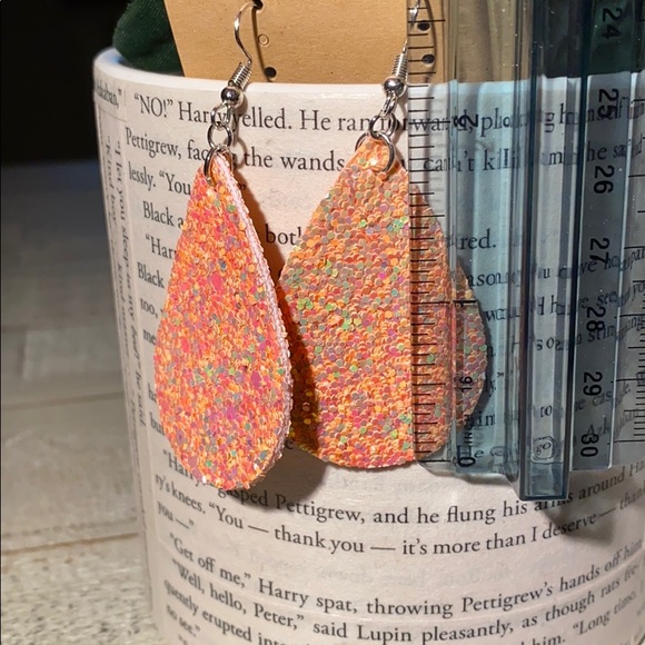 3 for $15 Orange Yellow Iridescent Glitter Earring - Picture 5 of 5